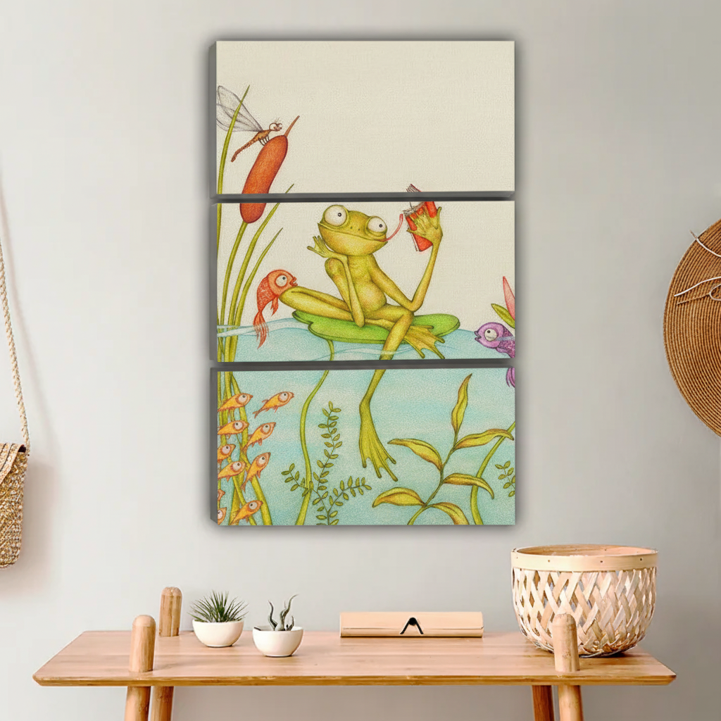 Book Lover Frog Wall Art - Cute Pond Scene Print for Kids Room & Nursery|Liberty Signs #L654