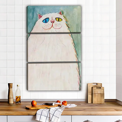Charming Heterochromia Cat Painting - Cozy Watercolor Wall Art for Cat Lovers|Liberty Signs #L549