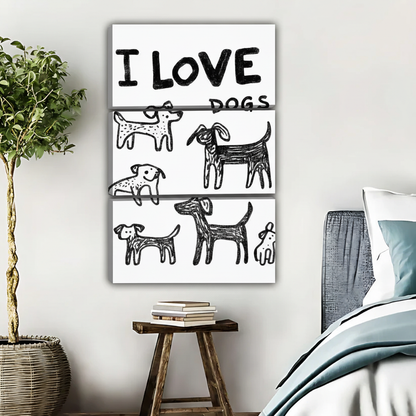 I Love Dogs Wall Art - Hand-Drawn Dog Print|Liberty Signs #L503