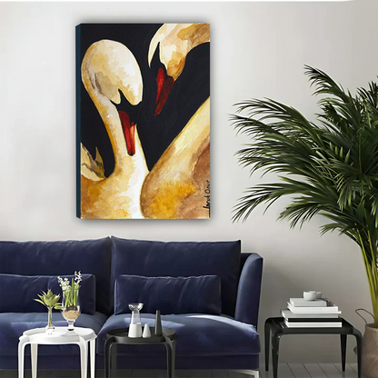 Two Swans in Love — Elegant Gold & Black Wall Art| Liberty Signs#L957