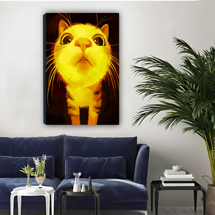 Glowing Orange Cat Portrait — Bold Dramatic Wall Art| Liberty Signs#L951