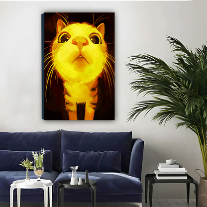 Glowing Orange Cat Portrait — Bold Dramatic Wall Art| Liberty Signs#L951