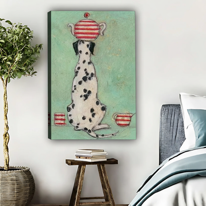 Dalmatian Tea Time Wall Art - Whimsical Dog Canvas Print|Liberty Signs #L537