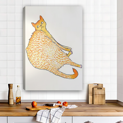 Cozy Cat Art Print - Whimsical Kitchen Wall Decor|Liberty Signs #L489