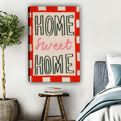 Home Sweet Home Wall Art - Red Checkered Farmhouse Print|Liberty Signs #L458