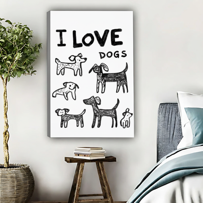 I Love Dogs Wall Art - Hand-Drawn Dog Print|Liberty Signs #L503