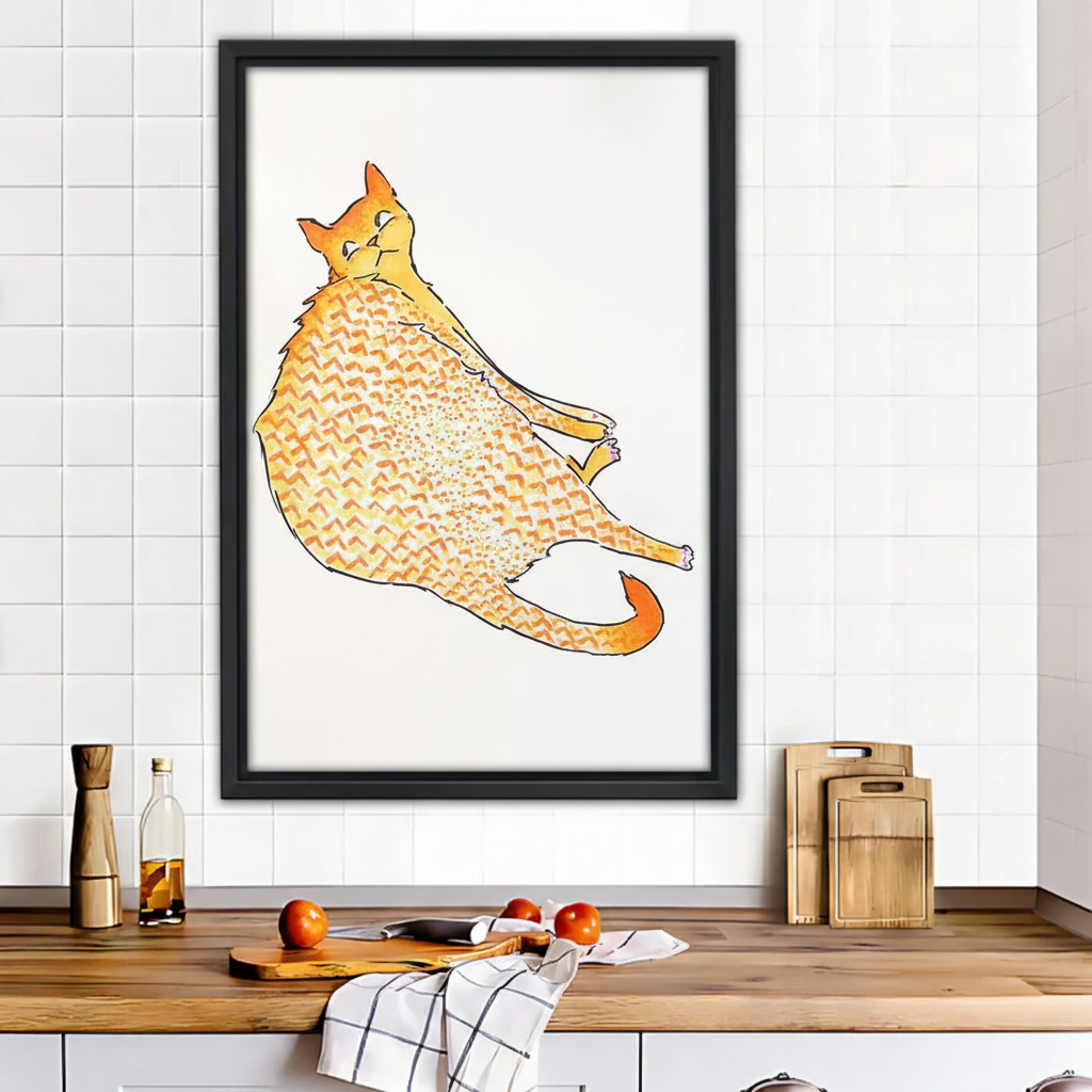 Cozy Cat Art Print - Whimsical Kitchen Wall Decor|Liberty Signs #L489