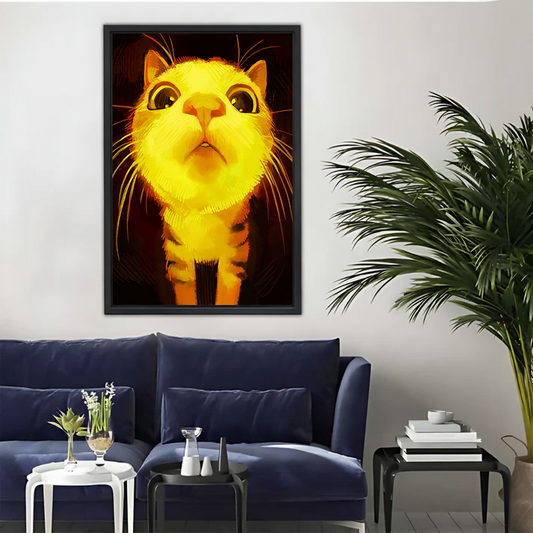 Glowing Orange Cat Portrait — Bold Dramatic Wall Art| Liberty Signs#L951