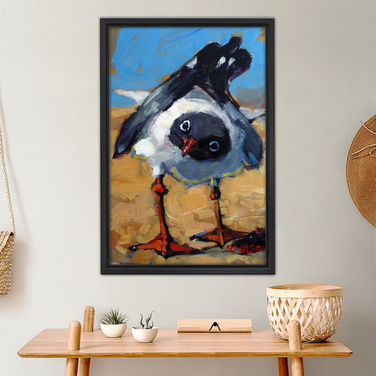 Whimsical Seagull Wall Art - Coastal Bird Canvas Print|Liberty Signs #L632