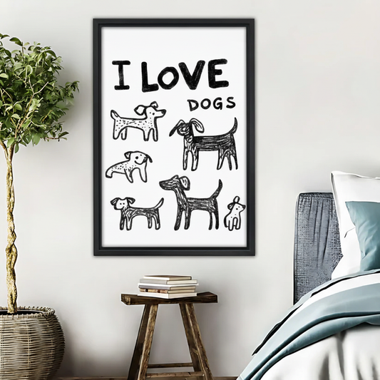 I Love Dogs Wall Art - Hand-Drawn Dog Print|Liberty Signs #L503