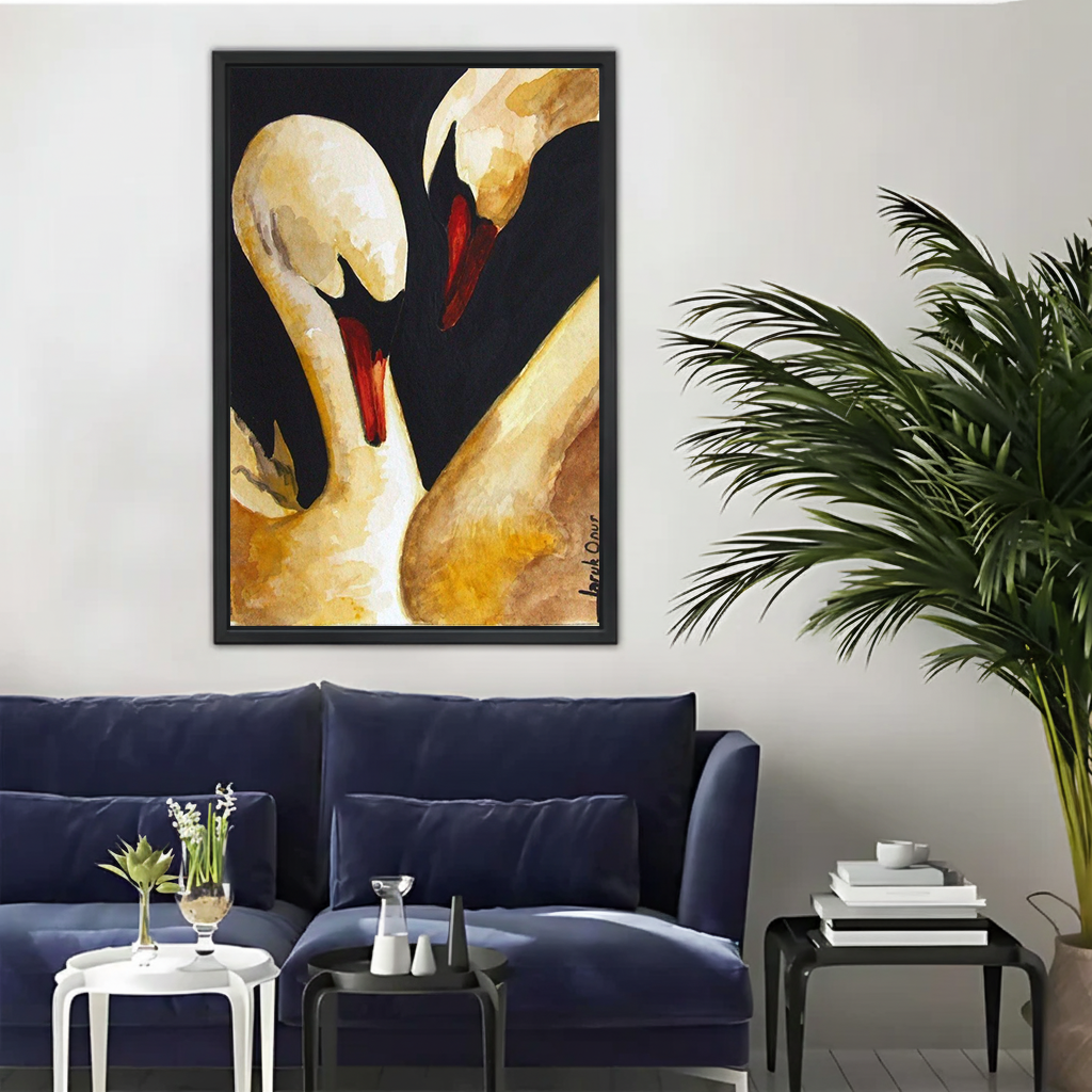 Two Swans in Love — Elegant Gold & Black Wall Art| Liberty Signs#L957