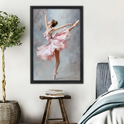 Pink Ballerina Art Print - Elegant Ballet Dancer Canvas Wall Art|Liberty Signs #L617