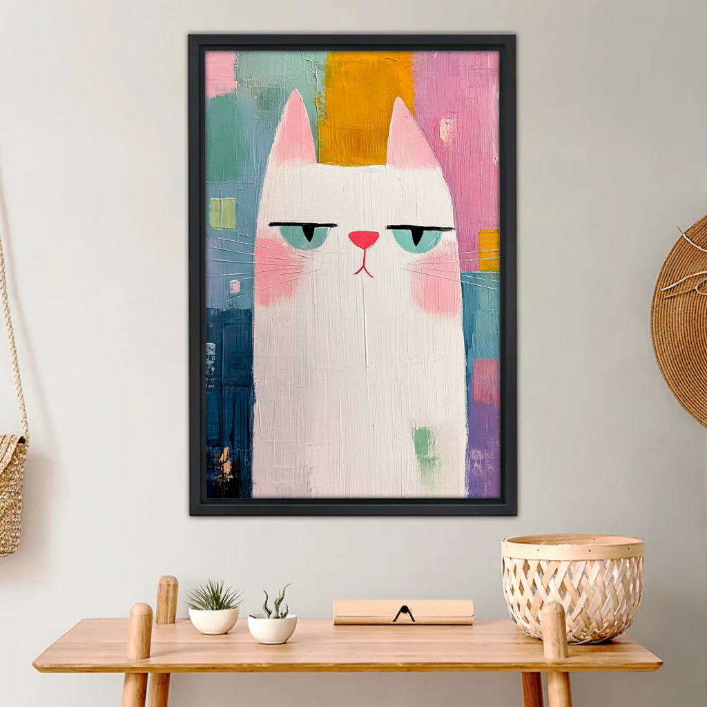 Unbothered – Abstract White Cat Portrait Wall Art| Liberty Signs#L995