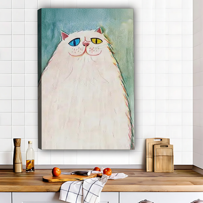 Charming Heterochromia Cat Painting - Cozy Watercolor Wall Art for Cat Lovers|Liberty Signs #L549
