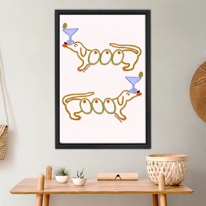 Dachshund with Cocktail Whimsical Wall Art Print|Liberty Signs #L648