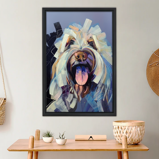 Happy Fluffy Dog Abstract Framed Canvas Wall Art| Liberty Signs#L984