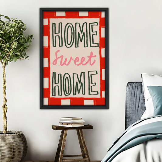 Home Sweet Home Wall Art - Red Checkered Farmhouse Print|Liberty Signs #L458