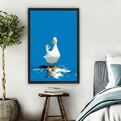 Funny Zen Duck OK Gesture Pop Art Wall Print Framed l2040