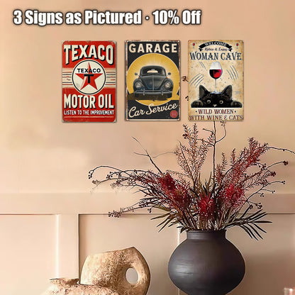 8x12 Cute Cat Metal Sign – Retro Tin Wall Art for Cat Lovers & Kitchens(1/3/6/10 Pieces) | Liberty Signs #ZH2298