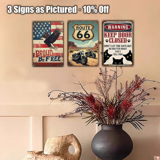 8x12 Cute Cat Metal Sign – Retro Tin Wall Art for Cat Lovers & Kitchens (1/3/6/10 Pieces) | Liberty Signs #ZH2283
