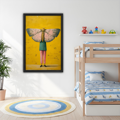 Surreal Moth-Headed Figure Canvas Wall Art | Framed & Unframed l3408