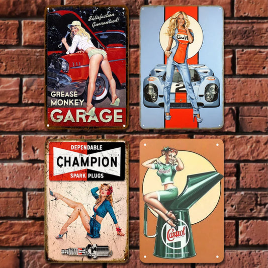 8x12 Pin-Up Girl Metal Sign – Retro Tin Wall Art for Garage & Bar Decor | Liberty Signs #ZH3001