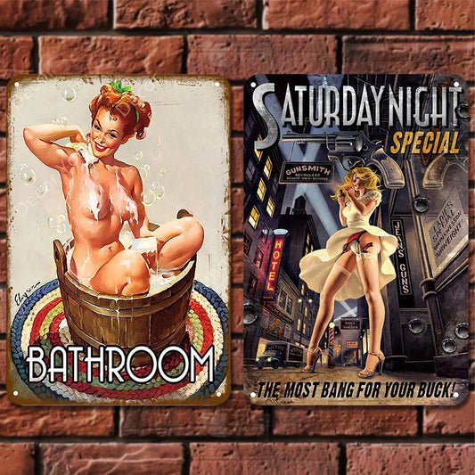 2pcs - Sexy Girl - Vintage Metal Sign - 8*12Inch (20*30cm)
