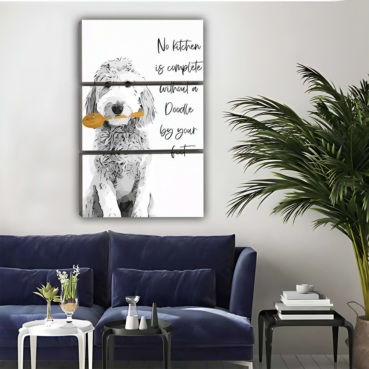 Doodle Kitchen Quote Canvas Wall Art - 'No Kitchen is Complete Without a Doodle' Print| Liberty Signs #L305