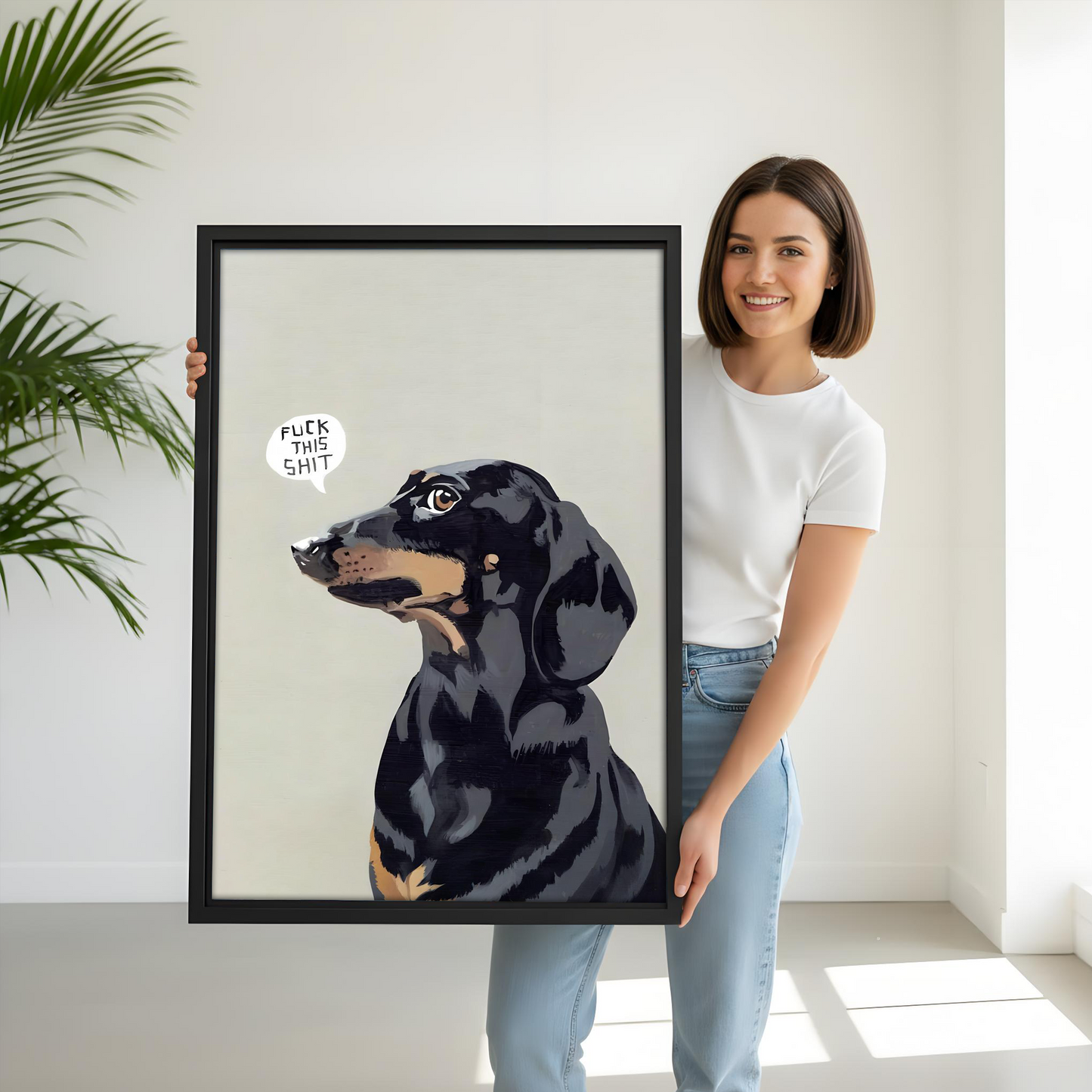 Funny Dachshund Dog Sassy Quote Framed Canvas Wall Art l2643