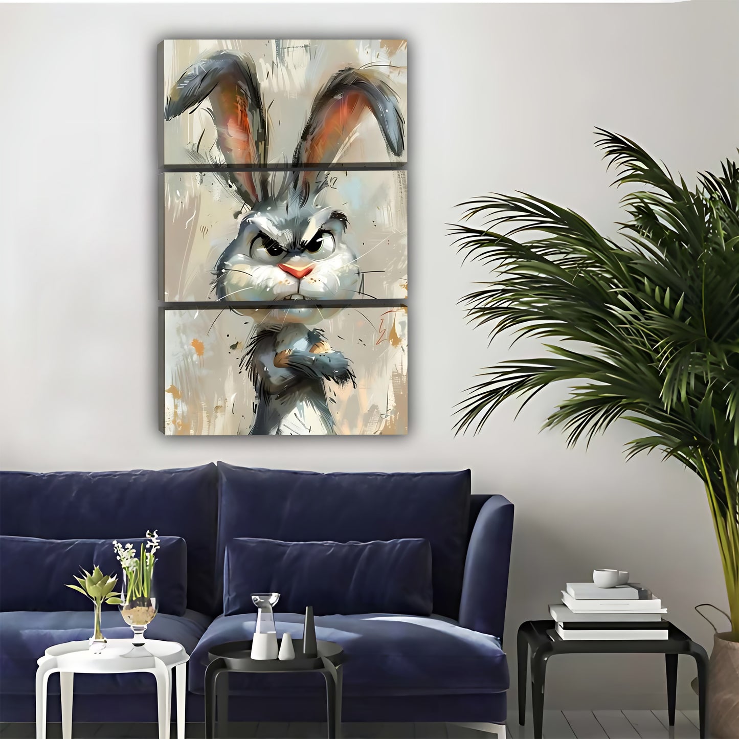 Funny Rabbit Art - Canvas Wall Art - Abstract Funny Living Room Decor| Liberty Signs #SZ030