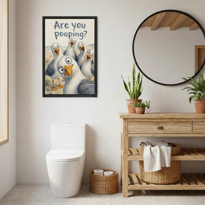 Whimsical Seagulls Are You Pooping Canvas Wall Art | Framed & Unframed l4943