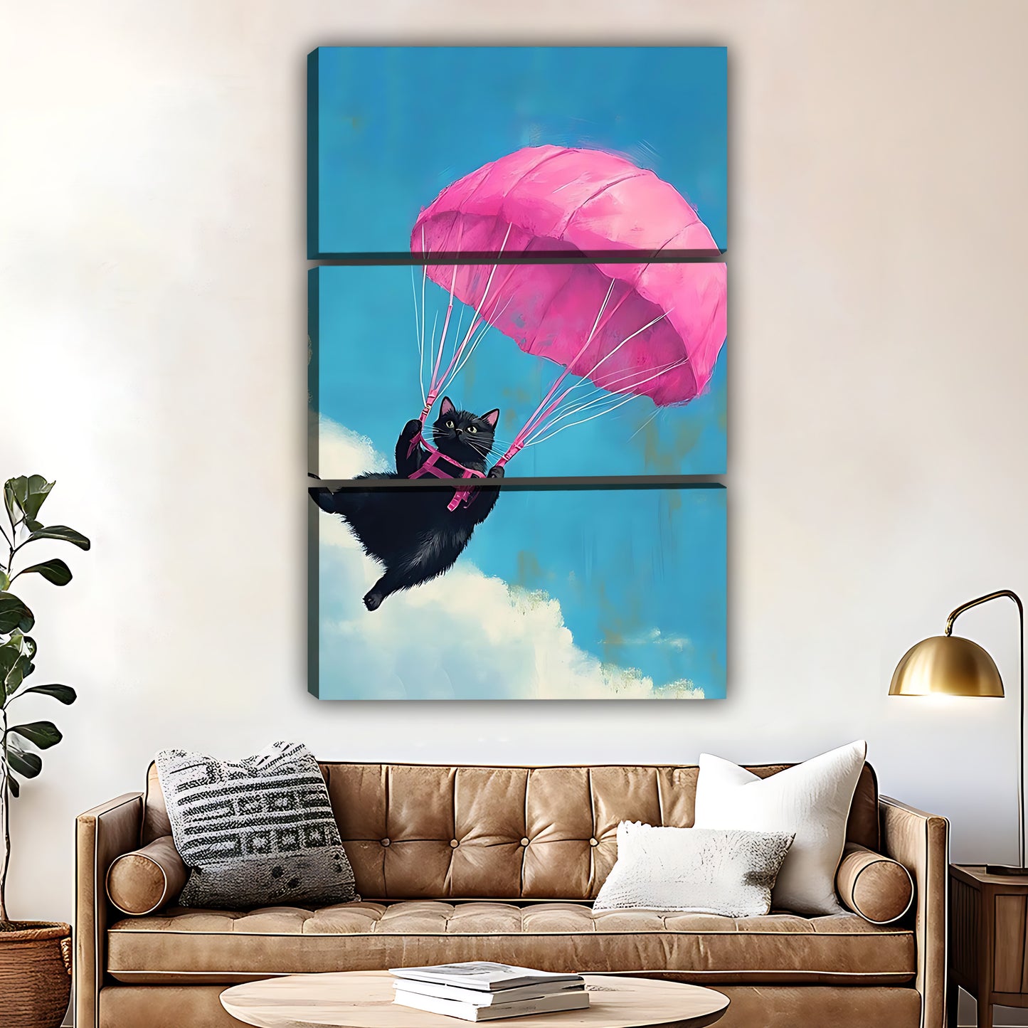 Funny Cat Art -  Canvas Wall Art - Abstract Funny Living Room Decor| Liberty Signs #SZ018