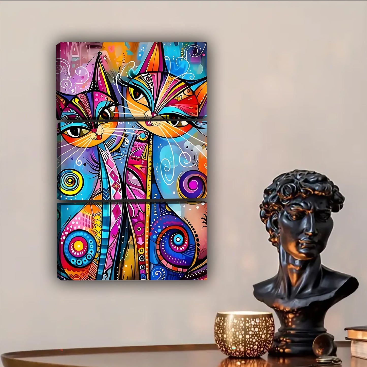 Funny Cat Art - Canvas Wall Art - Abstract Funny Living Room Decor| Liberty Signs #SZ105