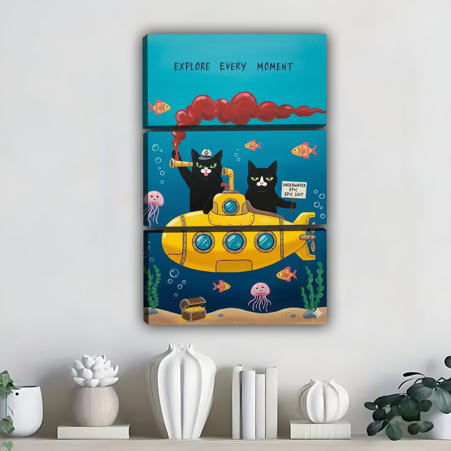 Funny Cat Art - Canvas Wall Art - Abstract Funny Living Room Decor| Liberty Signs #SZ320