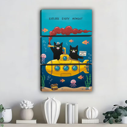 Funny Cat Art - Canvas Wall Art - Abstract Funny Living Room Decor| Liberty Signs #SZ320