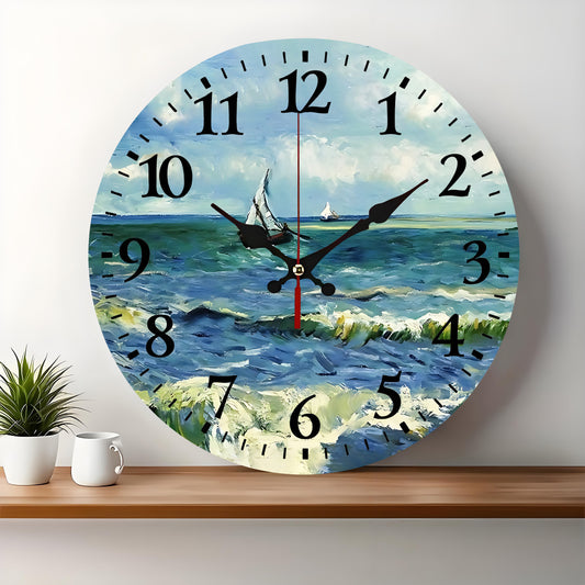 10x10 Decorative Wall Clock  – Ticking Wooden Wall Clock for Living Room or Hallway | Liberty Signs#S1043