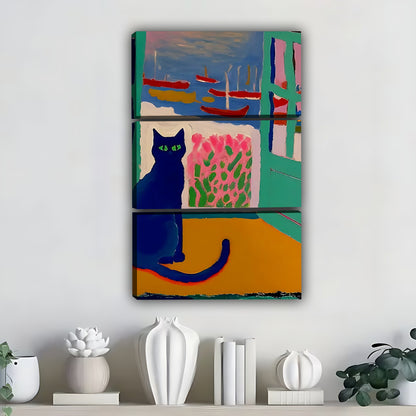 Funny Cat Art - Canvas Wall Art - Abstract Funny Living Room Decor| Liberty Signs #SZ293
