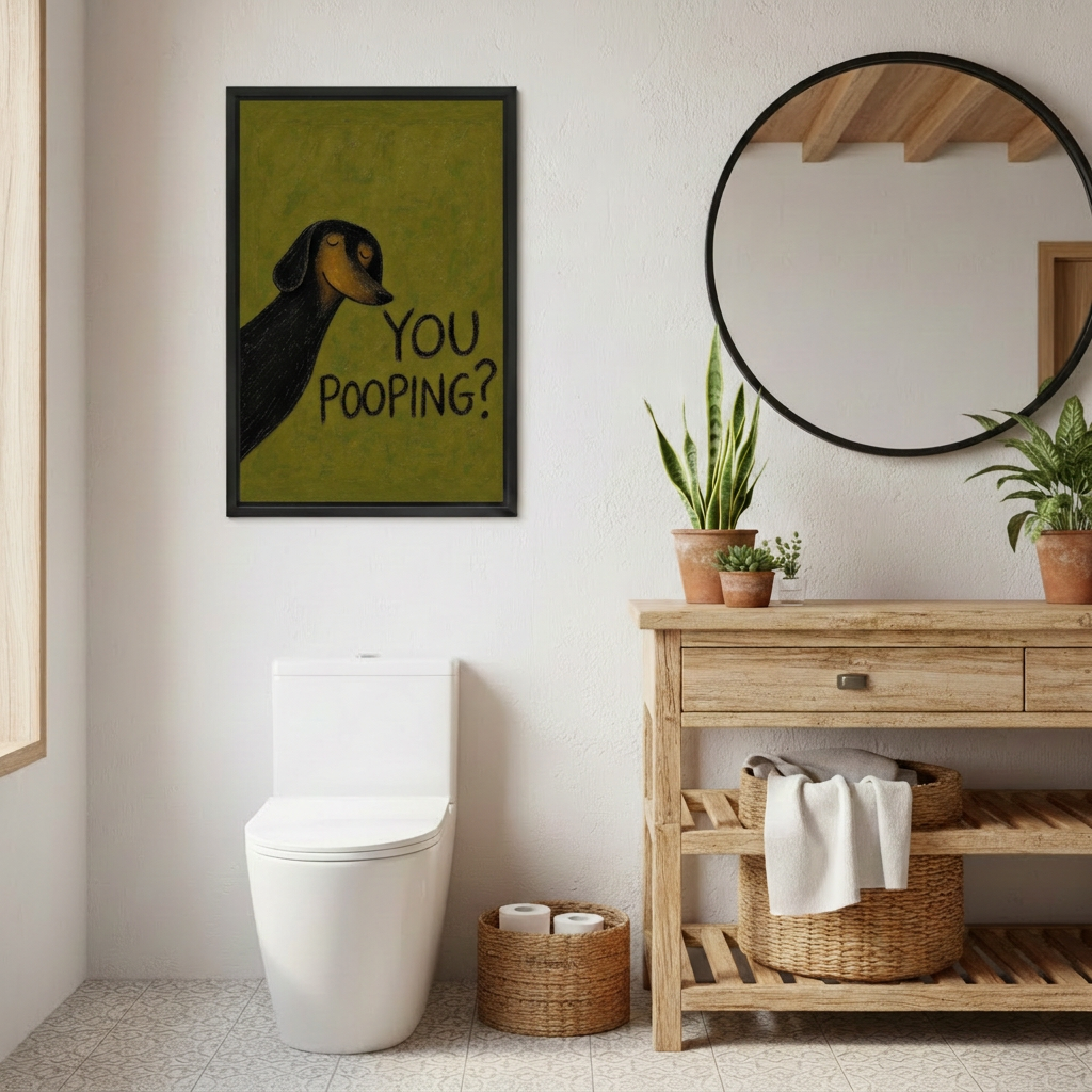 Whimsical Dachshund You Pooping Canvas Wall Art | Framed & Unframed l4942