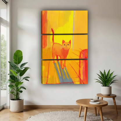 图3-黄橙色调猫咪抽象画