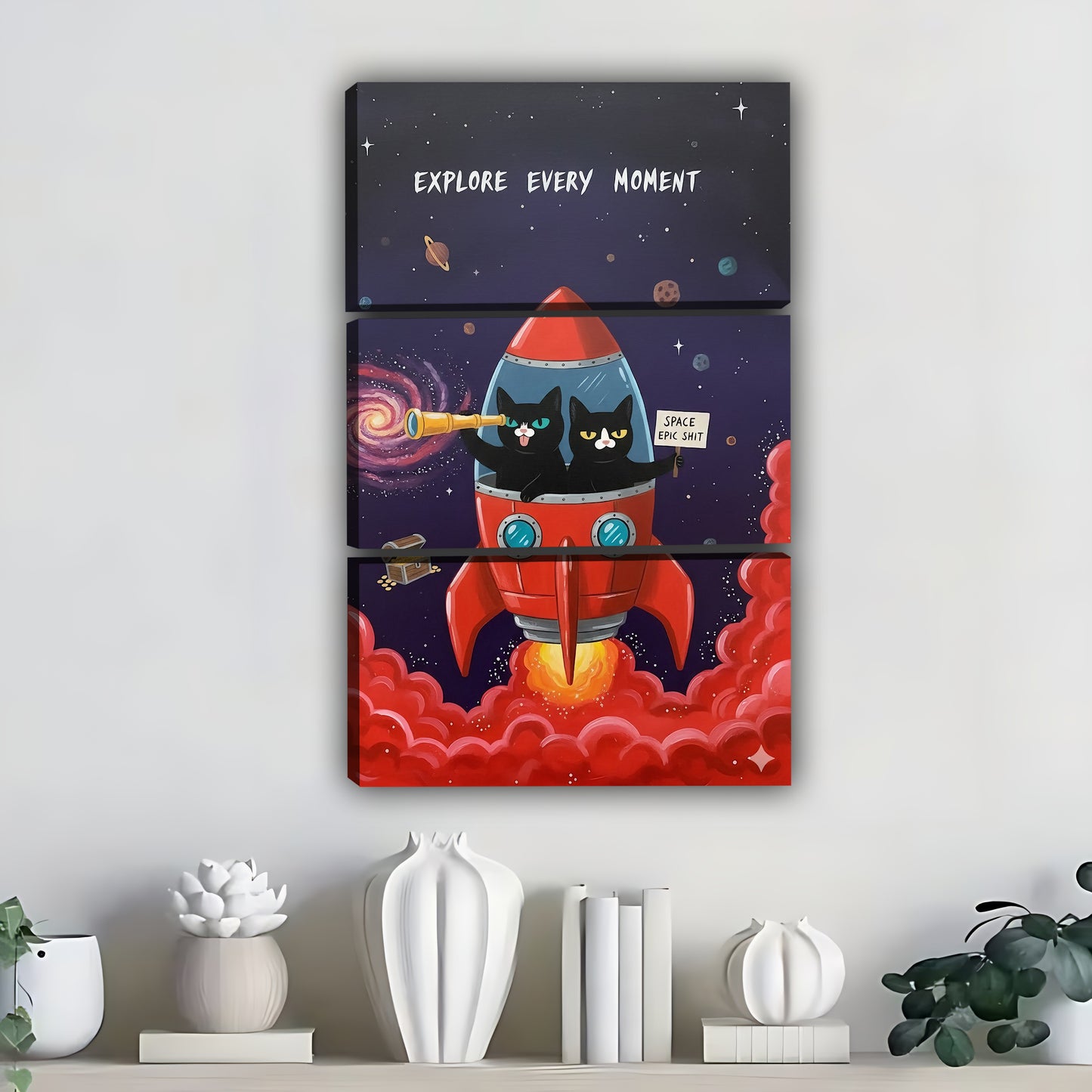 Funny Cat Art - Canvas Wall Art - Abstract Funny Living Room Decor| Liberty Signs #SZ319
