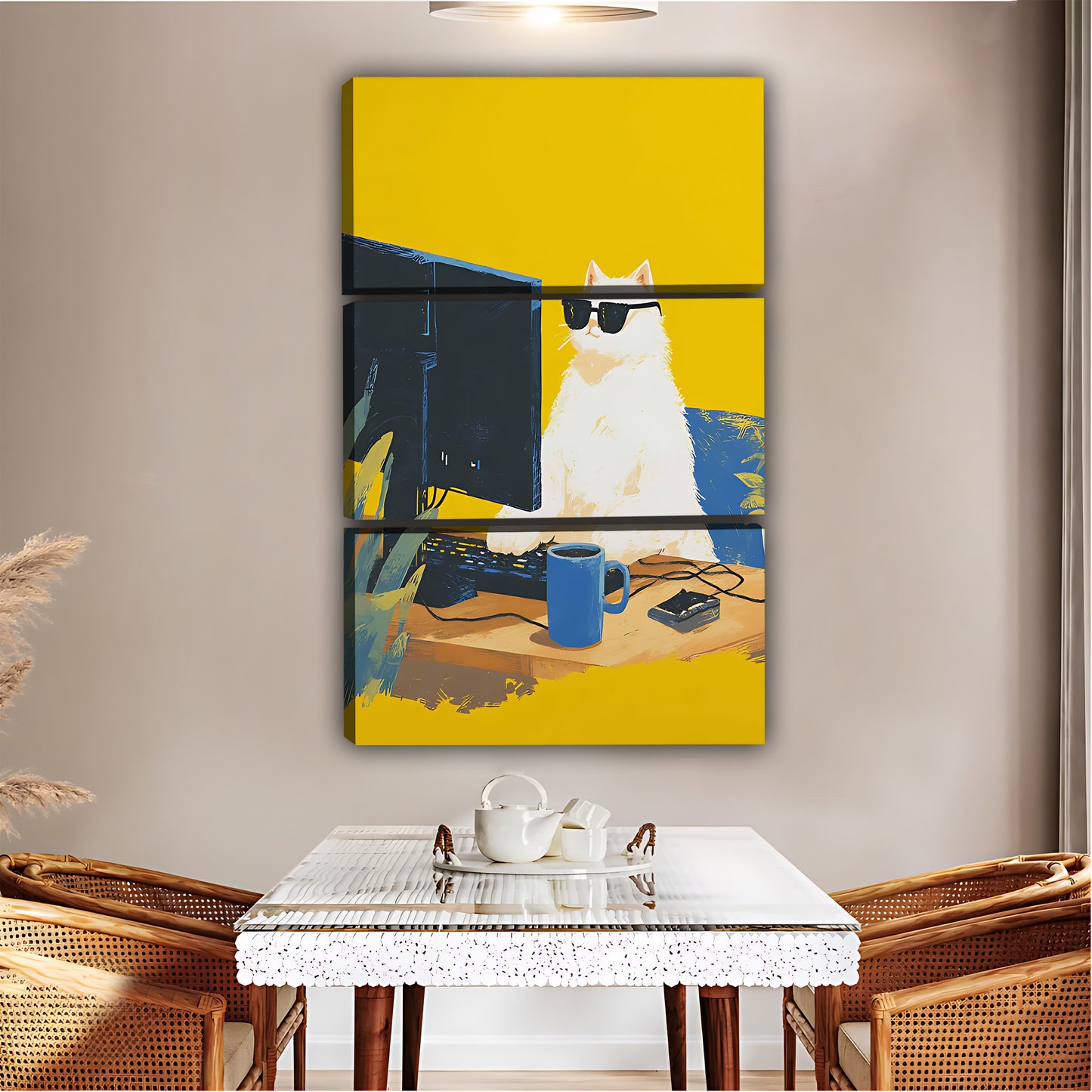 Funny Cat Art - Canvas Wall Art - Abstract Funny Living Room Decor| Liberty Signs #SZ188