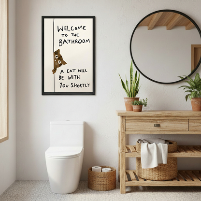 Funny Cat Bathroom Humor Wall Art Canvas Print l2696