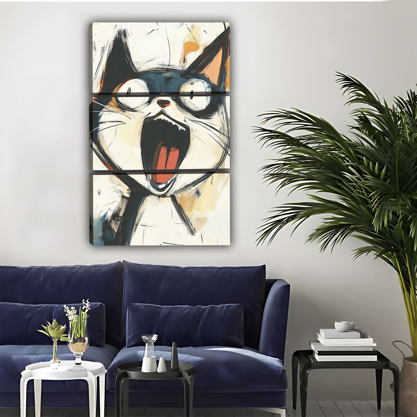 Funny Cat Art - Canvas Wall Art - Abstract Funny Living Room Decor| Liberty Signs #SZ050