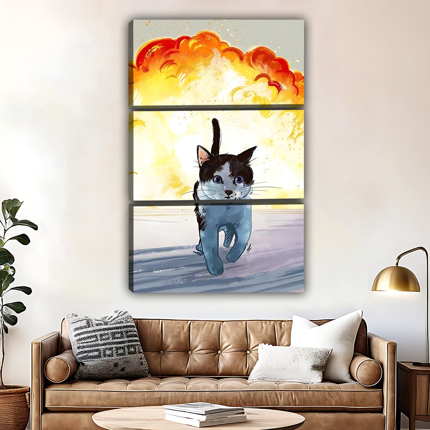 Funny Cat Art -  Canvas Wall Art - Abstract Funny Living Room Decor| Liberty Signs #SZ022
