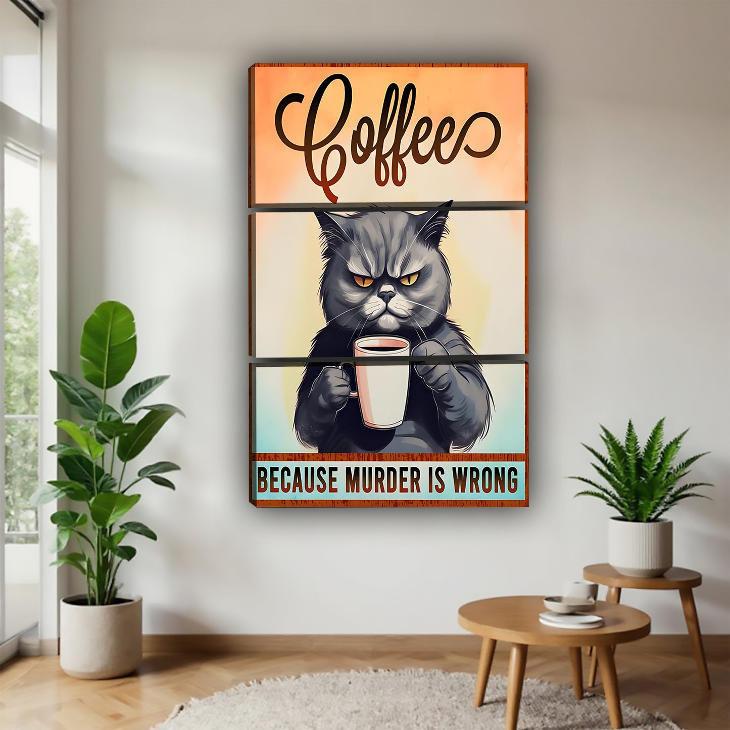 Funny Cat Art - Canvas Wall Art - Abstract Funny Living Room Decor| Liberty Signs #SZ163