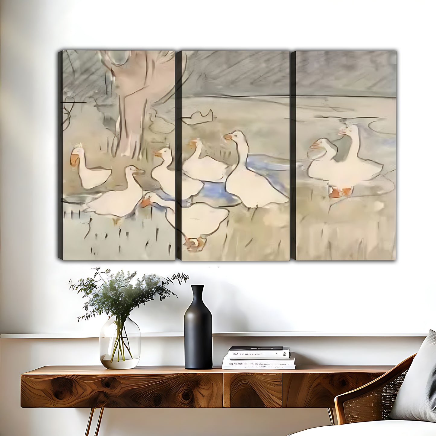 Neutral Abstract Framed Wall Art – Minimalist Line Art for Office or Studio | Liberty Signs #HZ082