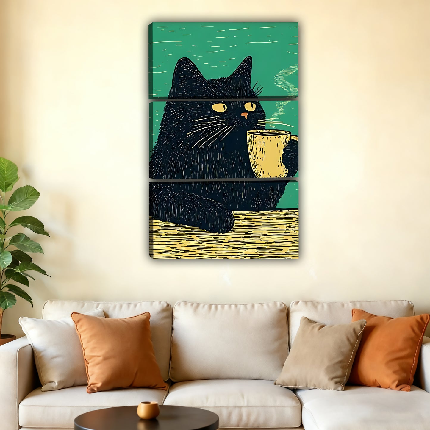 Funny Cat Art - Canvas Wall Art - Abstract Funny Living Room Decor| Liberty Signs #SZ199