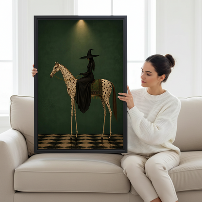Gothic Witch on Horse Canvas Wall Art | Framed & Unframed l5093