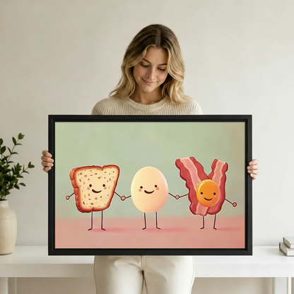 Cute Breakfast Friends Funny Food Wall Art Print l2001