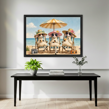 Beach Sheep Canvas Wall Art L6251